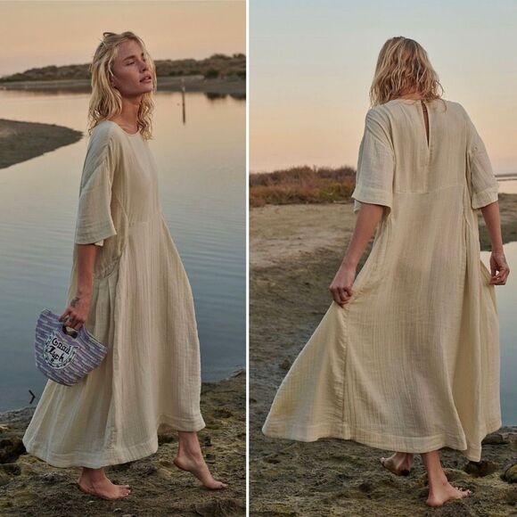 Free People Live Light Dress M Ethereal Boho Beachy  Lagenlook Coastal Grunge - Picture 1 of 10